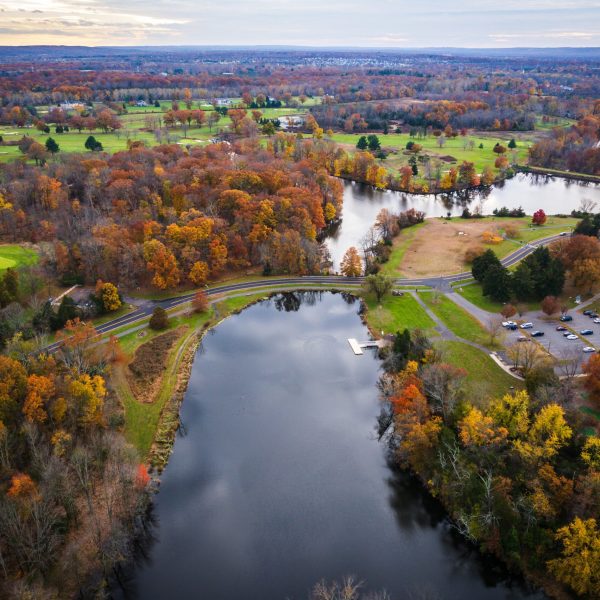 Aerial,Drone,Of,Autumn,Park,In,New,Jersey